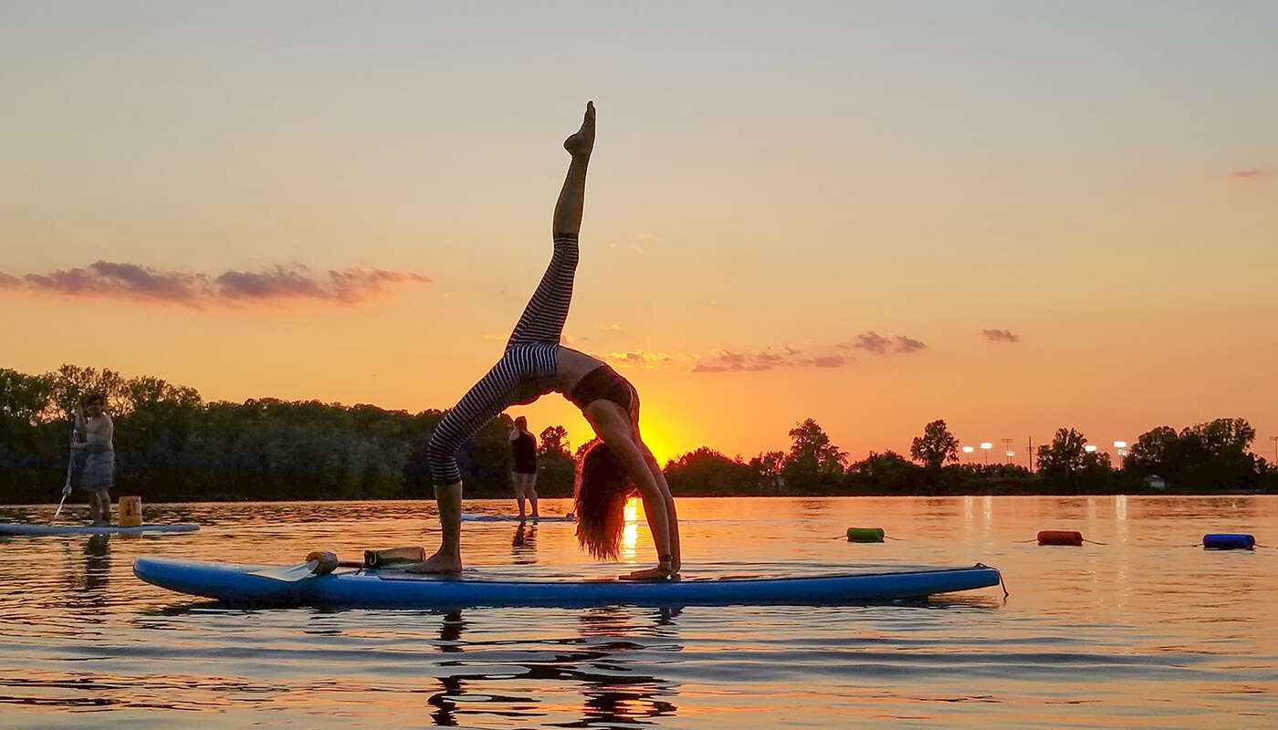 yoga on paddleboarding