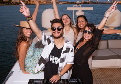 Luxury yacht party with festive decorations Luxury yacht party with festive decorations